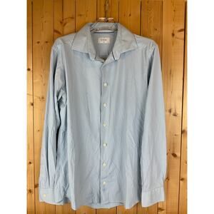 Eton Men's Long Sleeve Slim Fit Dress Shirt, White/Blue Checks - **Size L**